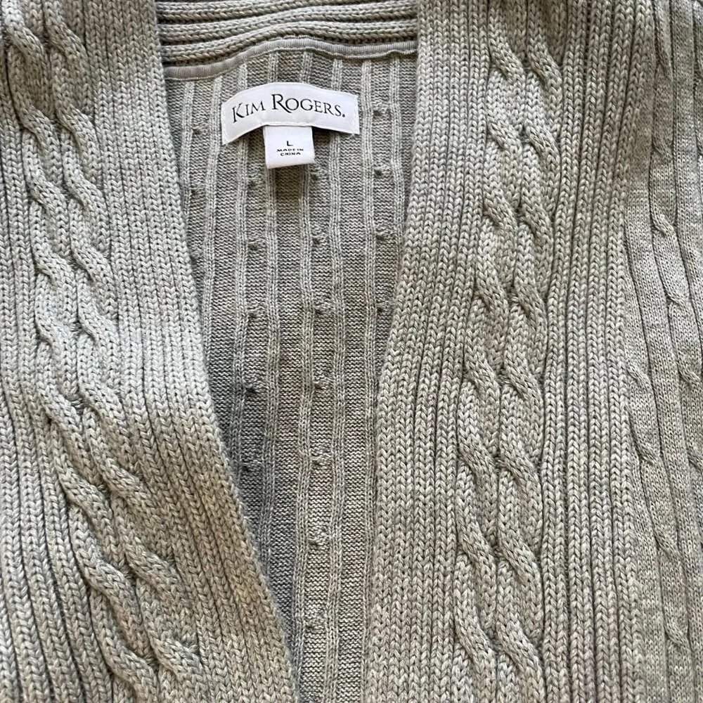 Kim Rogers open front gray cardigan women's size large L long sleeve - Picture 3 of 4